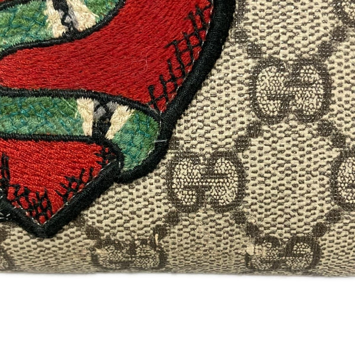 Gucci Wallet GG Pattern Beige Red Multi Zip Around Snake Leather — view 8
