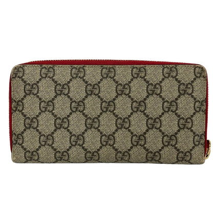 Gucci Wallet GG Pattern Beige Red Multi Zip Around Snake Leather — view 2