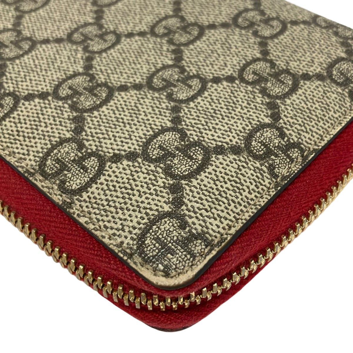 Gucci Wallet GG Pattern Beige Red Multi Zip Around Snake Leather — view 7