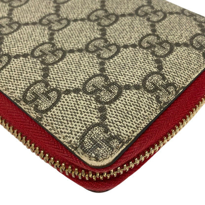 Gucci Wallet GG Pattern Beige Red Multi Zip Around Snake Leather — view 7