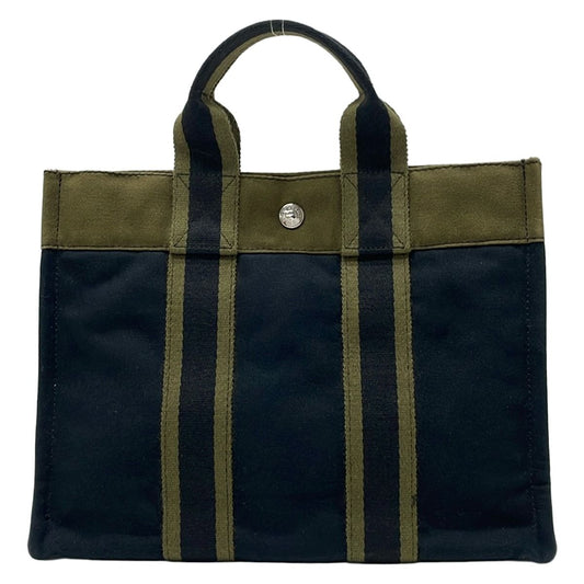 Hermes Tote Fourre Tout PM Black Khaki Silver