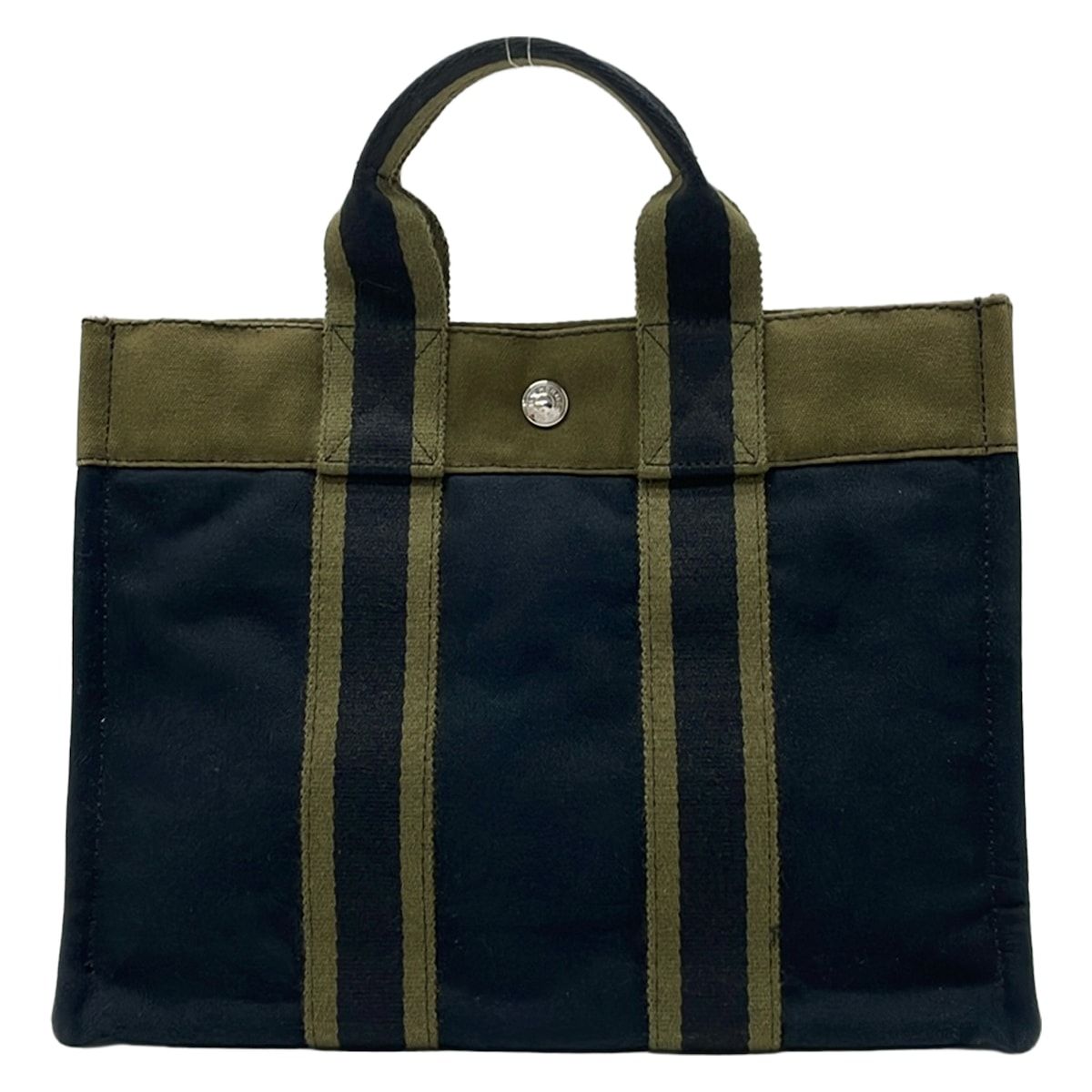 Hermes Tote Fourre Tout PM Black Khaki Silver