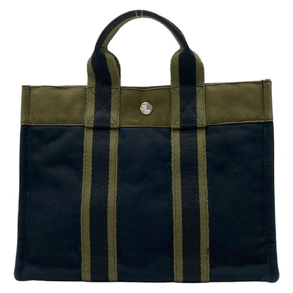 Hermes Tote Fourre Tout PM Black Khaki Silver