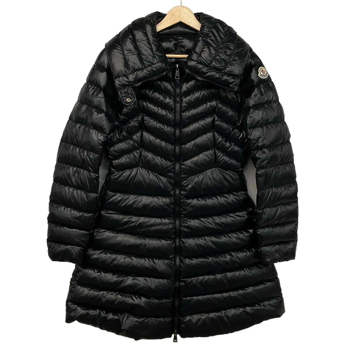 Moncler Down Coat 1 S Faucon Black Long Sleeve Quilted Winter