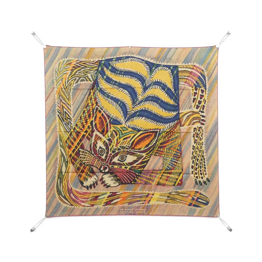 Hermes le Chat Carre Double Face Scarf