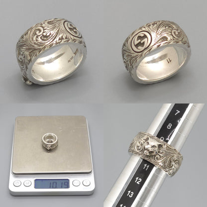 Gucci Cat Head Ring Interlocking Arabesque Sterling Silver — view 5