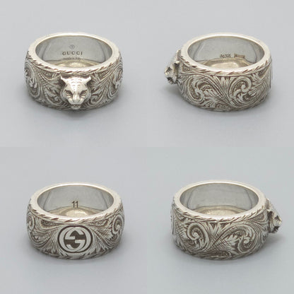 Gucci Cat Head Ring Interlocking Arabesque Sterling Silver — view 3