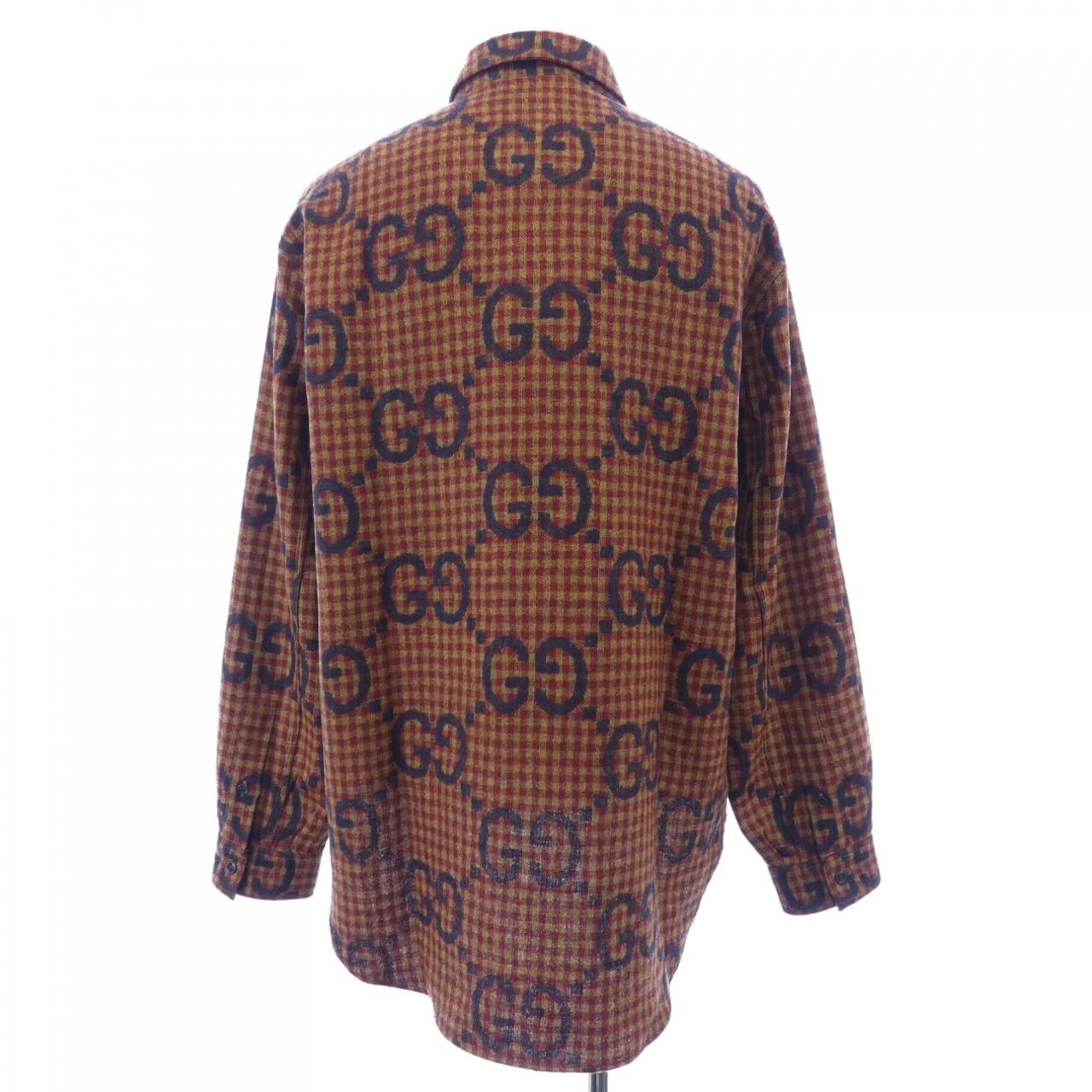 Gucci Maxi GG Gingham Wool Shirt Zaobm — view 2