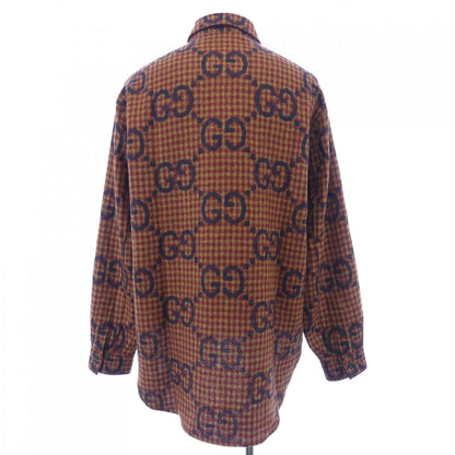Gucci Maxi GG Gingham Wool Shirt Zaobm — view 2