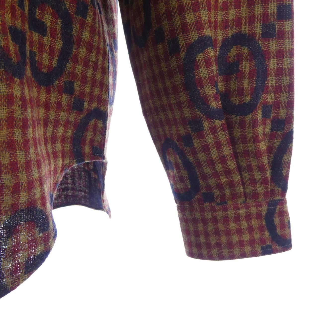 Gucci Maxi GG Gingham Wool Shirt Zaobm — view 6