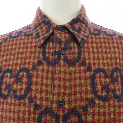 Gucci Maxi GG Gingham Wool Shirt Zaobm — view 5