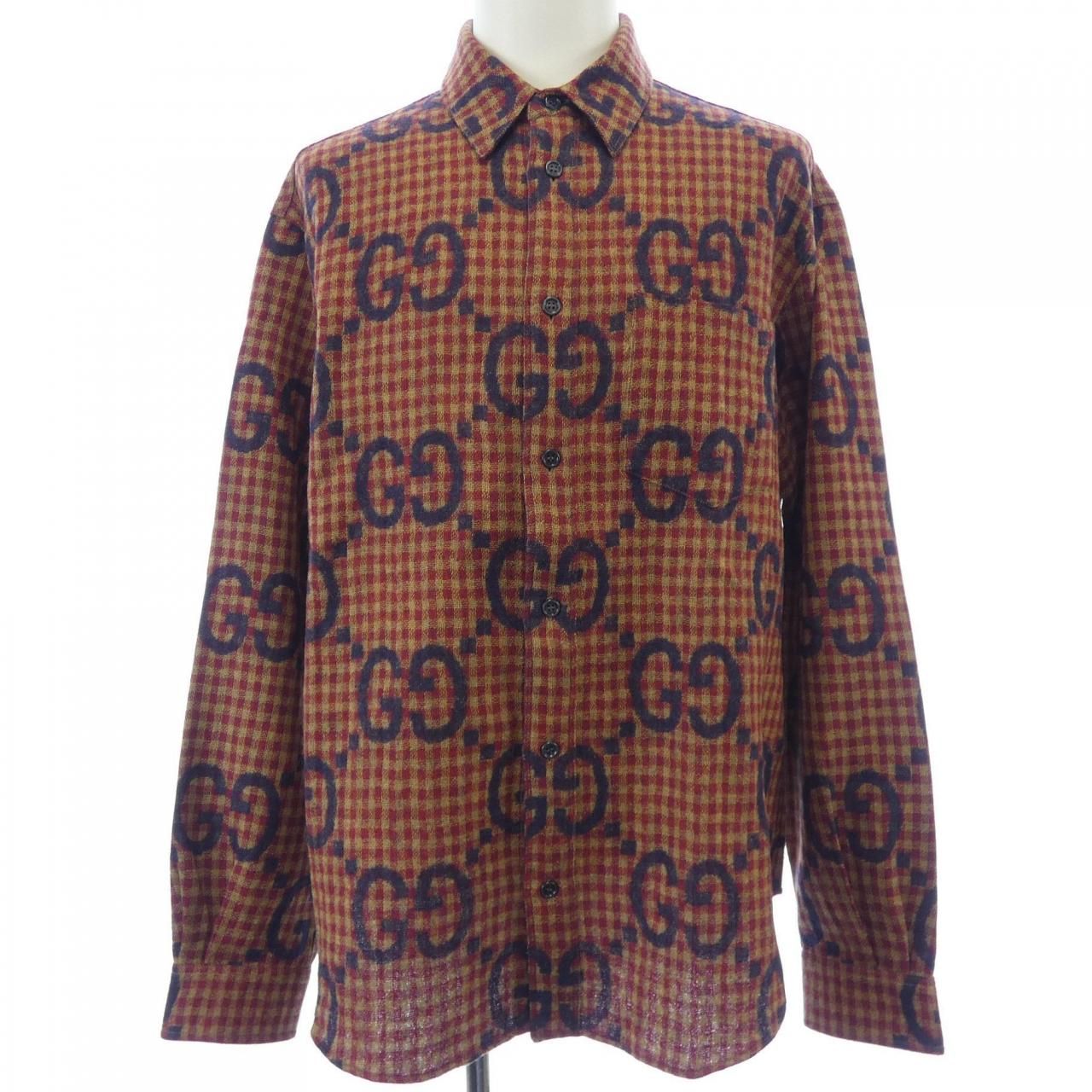 Gucci Maxi GG Gingham Wool Shirt Zaobm