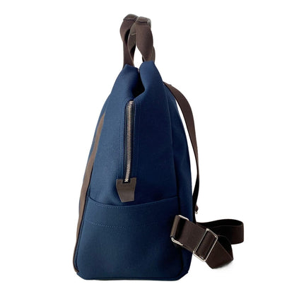 Hermes Sac de Panthere Gourmet Backpack Navy Dark Brown Silver Cotton — view 4