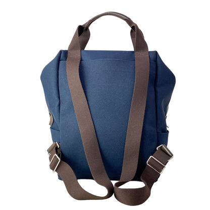 Hermes Sac de Panthere Gourmet Backpack Navy Dark Brown Silver Cotton — view 3