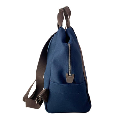 Hermes Sac de Panthere Gourmet Backpack Navy Dark Brown Silver Cotton — view 2