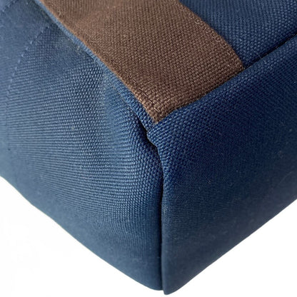 Hermes Sac de Panthere Gourmet Backpack Navy Dark Brown Silver Cotton — view 6