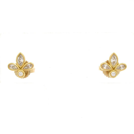 Tiffany & Co Earrings Fleur de Lis 18k Yellow Gold Diamond