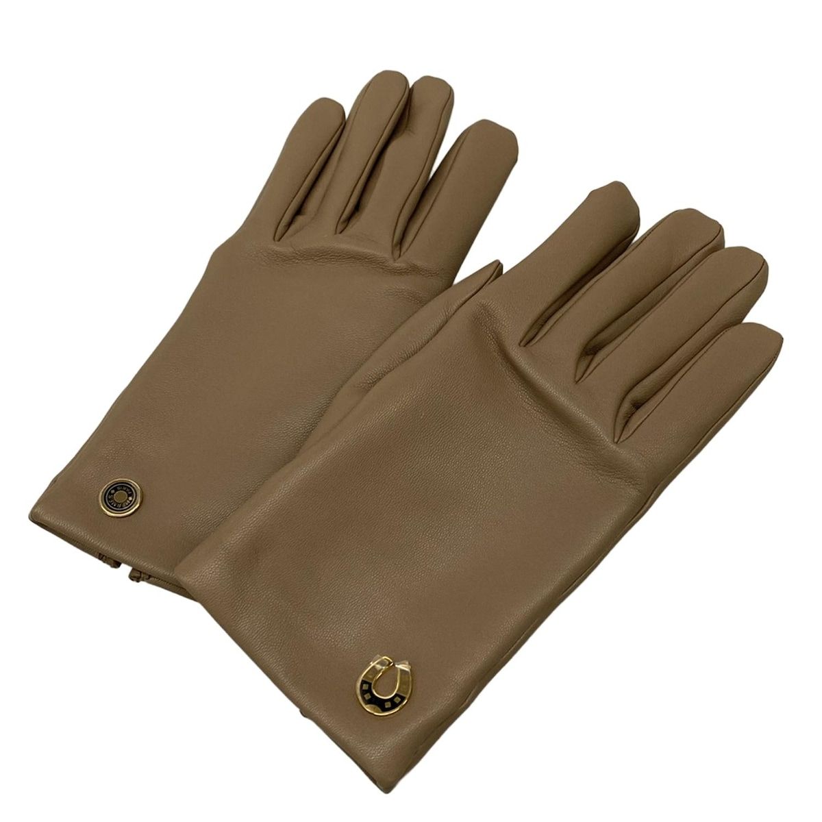 Hermes Gloves 6.5 Jump Etoupe Cashmere Lambskin