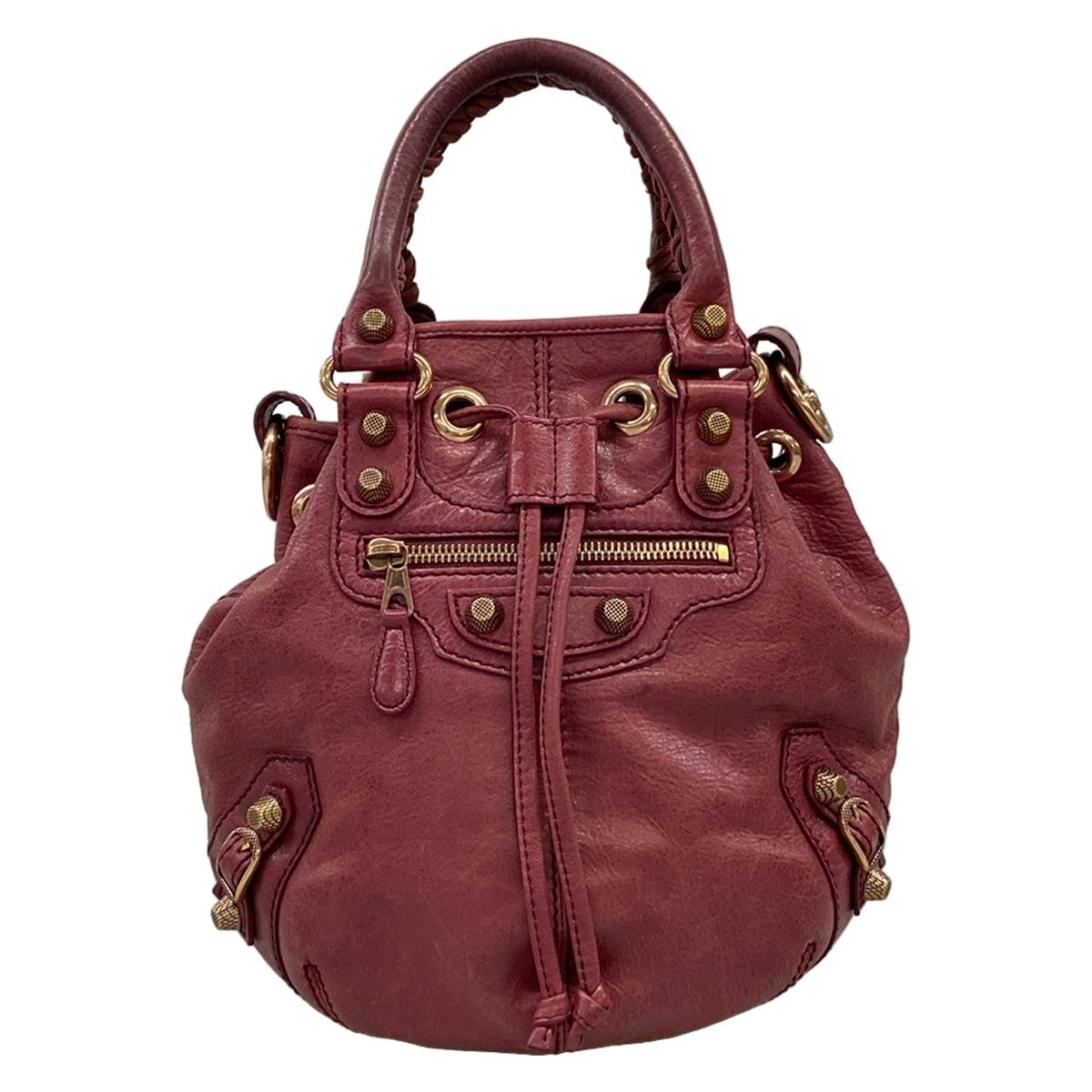 Balenciaga Handbag Giant Mini Pom Bordeaux Leather