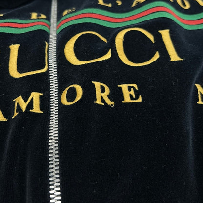 Gucci Jacket M Chenille Black Multi Zip Up Velour Embroidery Spring Autumn — view 6