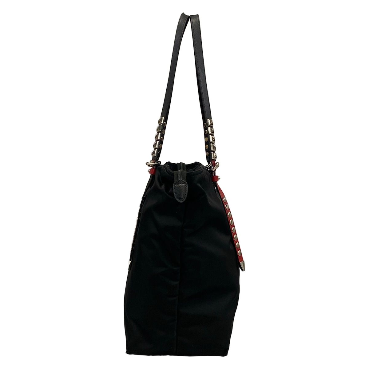 Prada Shoulder Bag Black Red Studded Leather — view 2