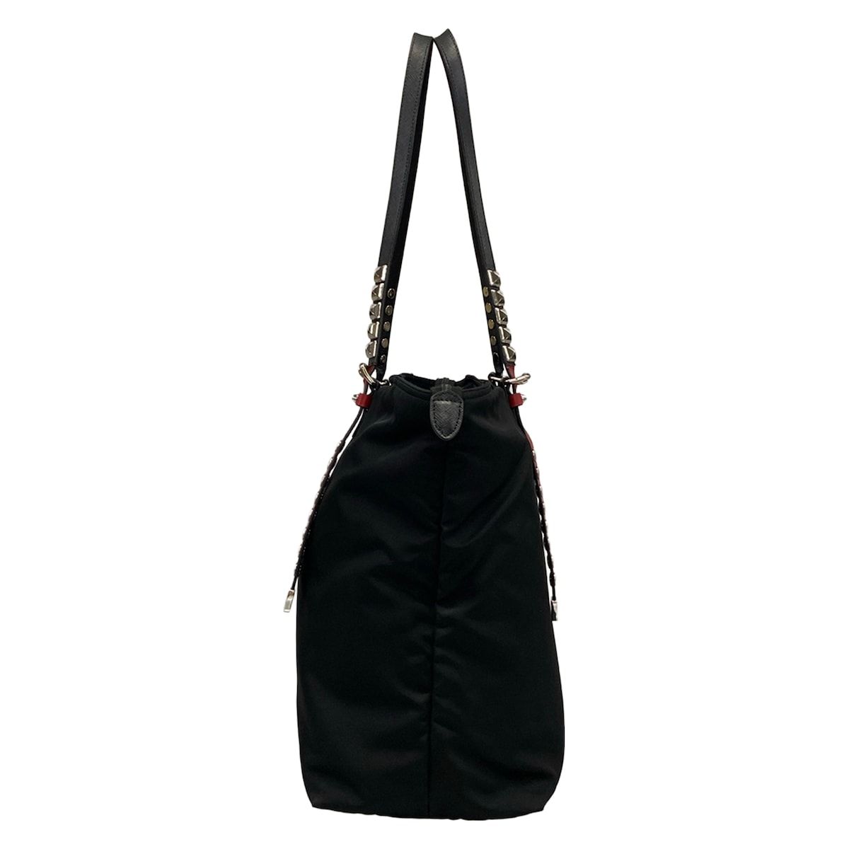 Prada Shoulder Bag Black Red Studded Leather — view 4