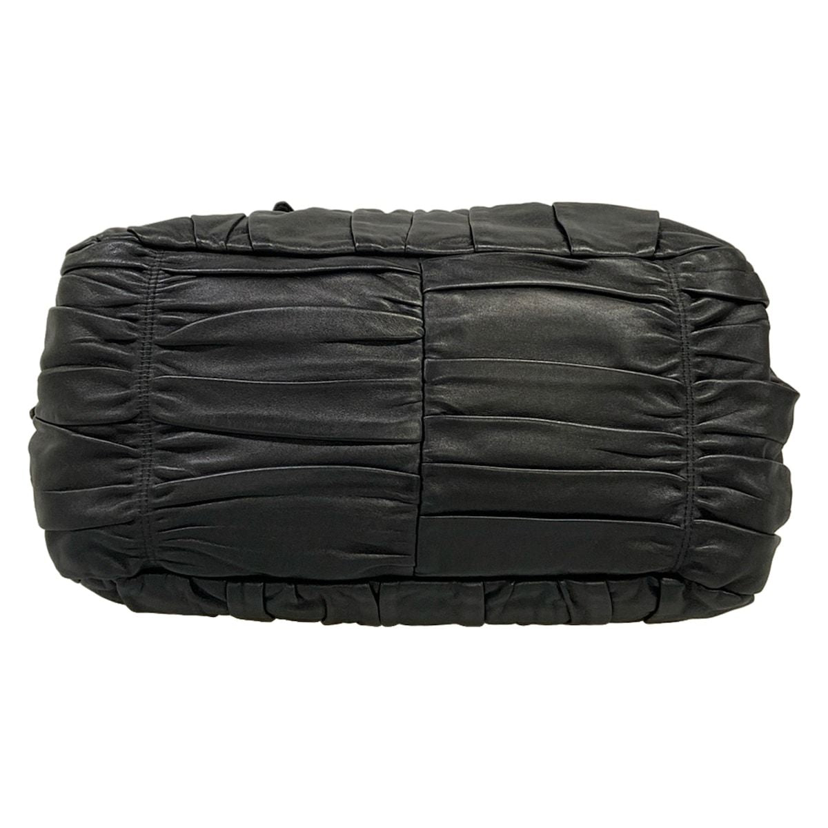 Prada Handbag Gather Bag Black Leather — view 5