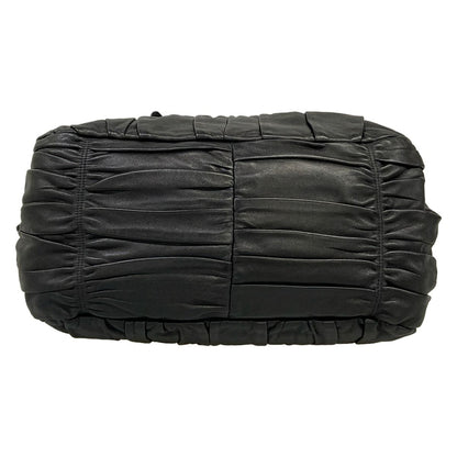 Prada Handbag Gather Bag Black Leather — view 5