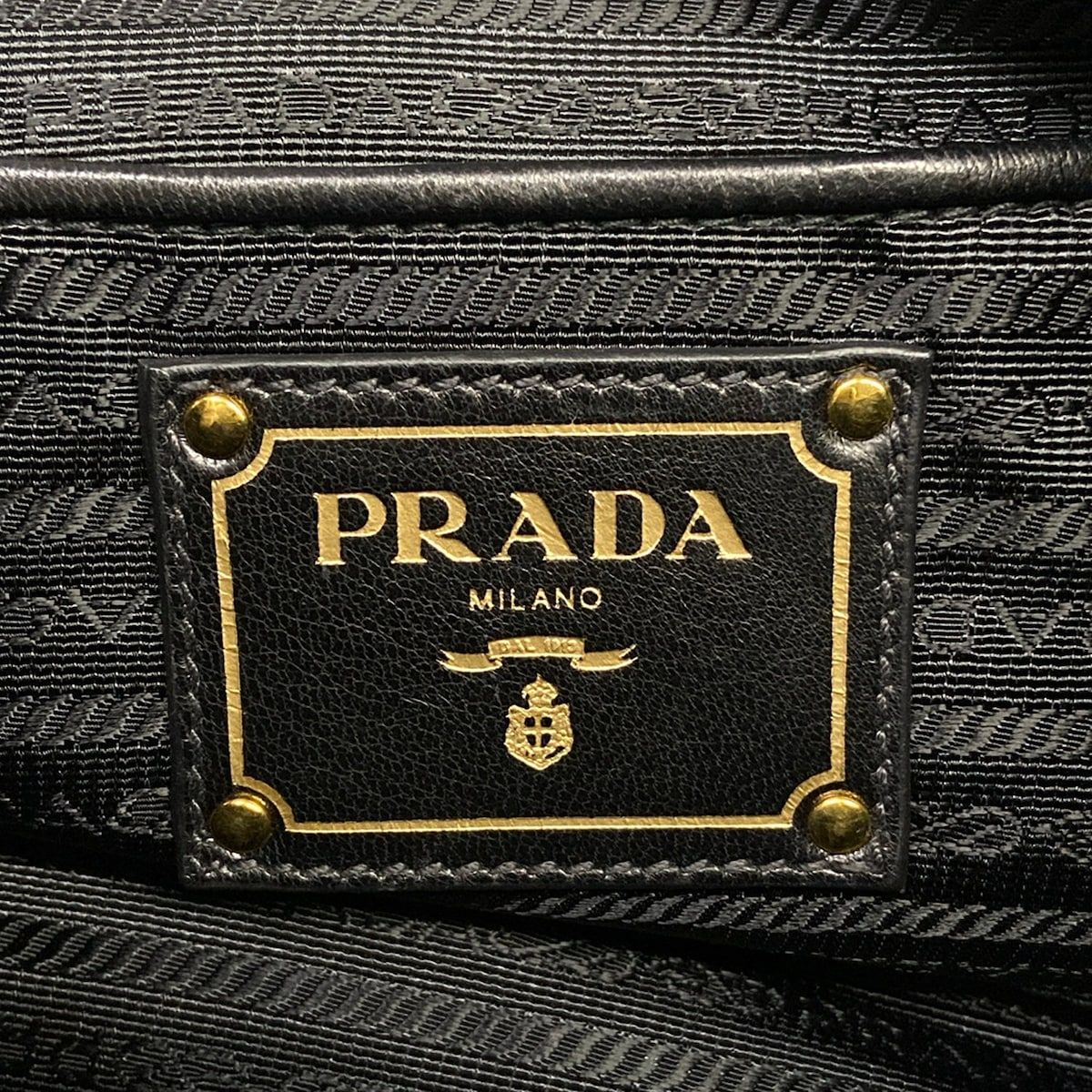 Prada Handbag Gather Bag Black Leather — view 9