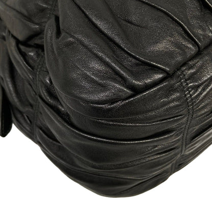Prada Handbag Gather Bag Black Leather — view 6