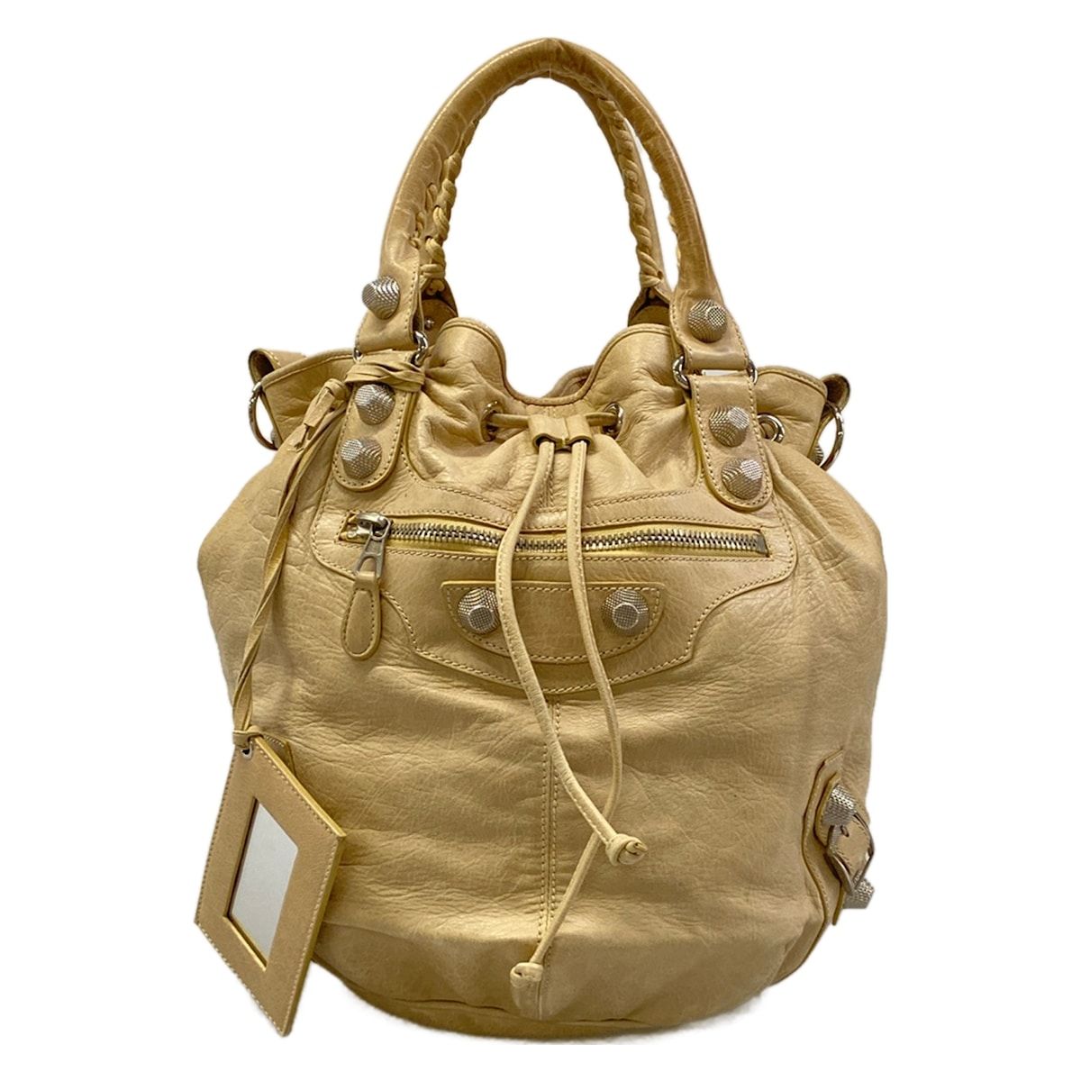 Balenciaga Handbag the Giant Pom Beige Leather