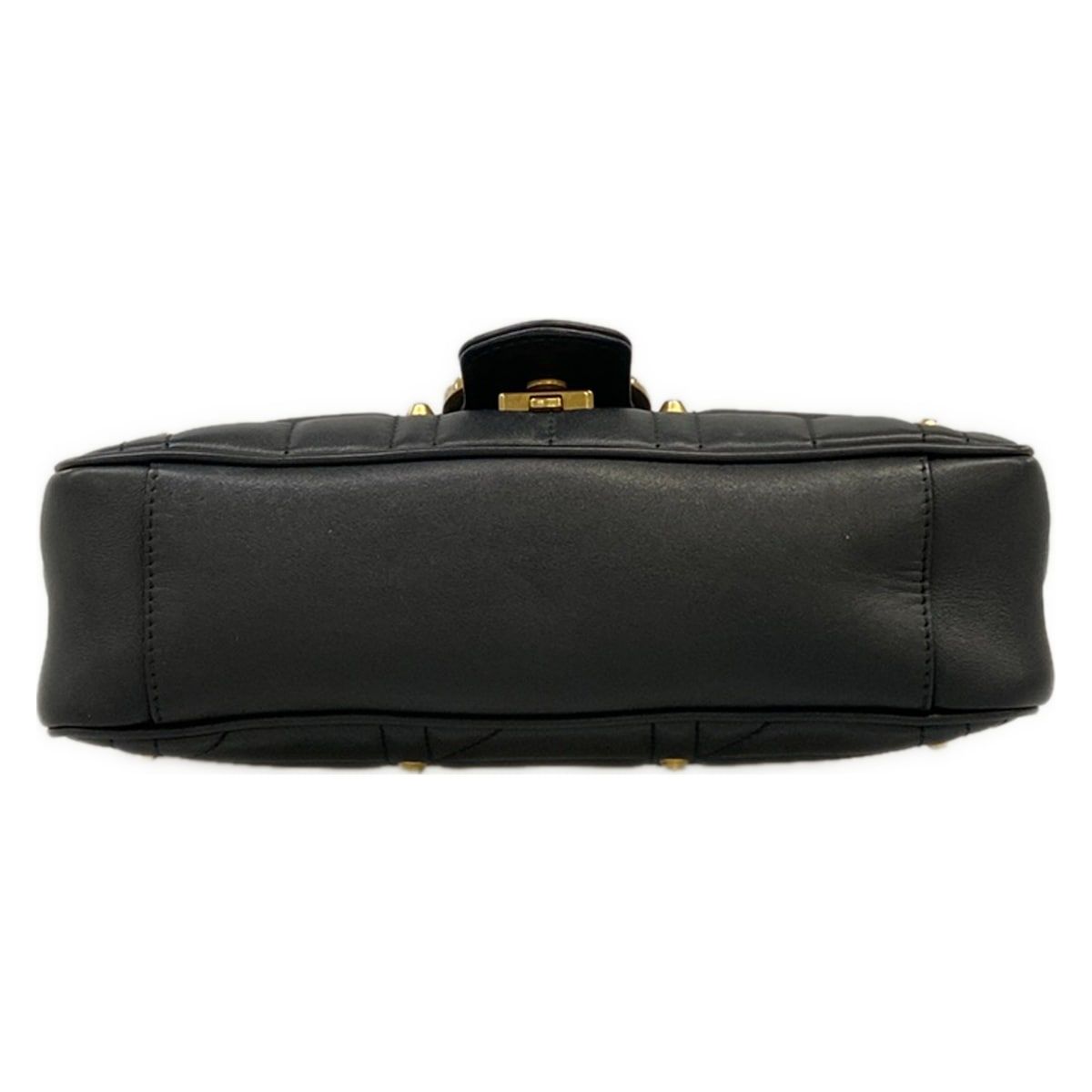Gucci Shoulder Bag GG Marmont Quilted Small Bag Black Chain Pearl Studs Leather — view 5