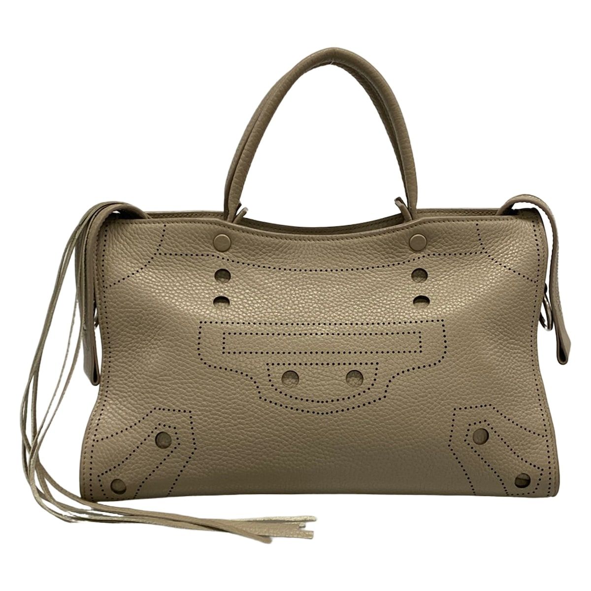 Balenciaga Handbag Black Out City S Gray Beige Leather