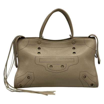 Balenciaga Handbag Black Out City S Gray Beige Leather