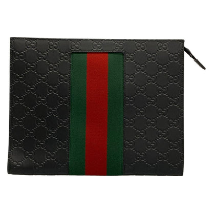 Gucci Clutch Guccissima Line Sherry Black Leather