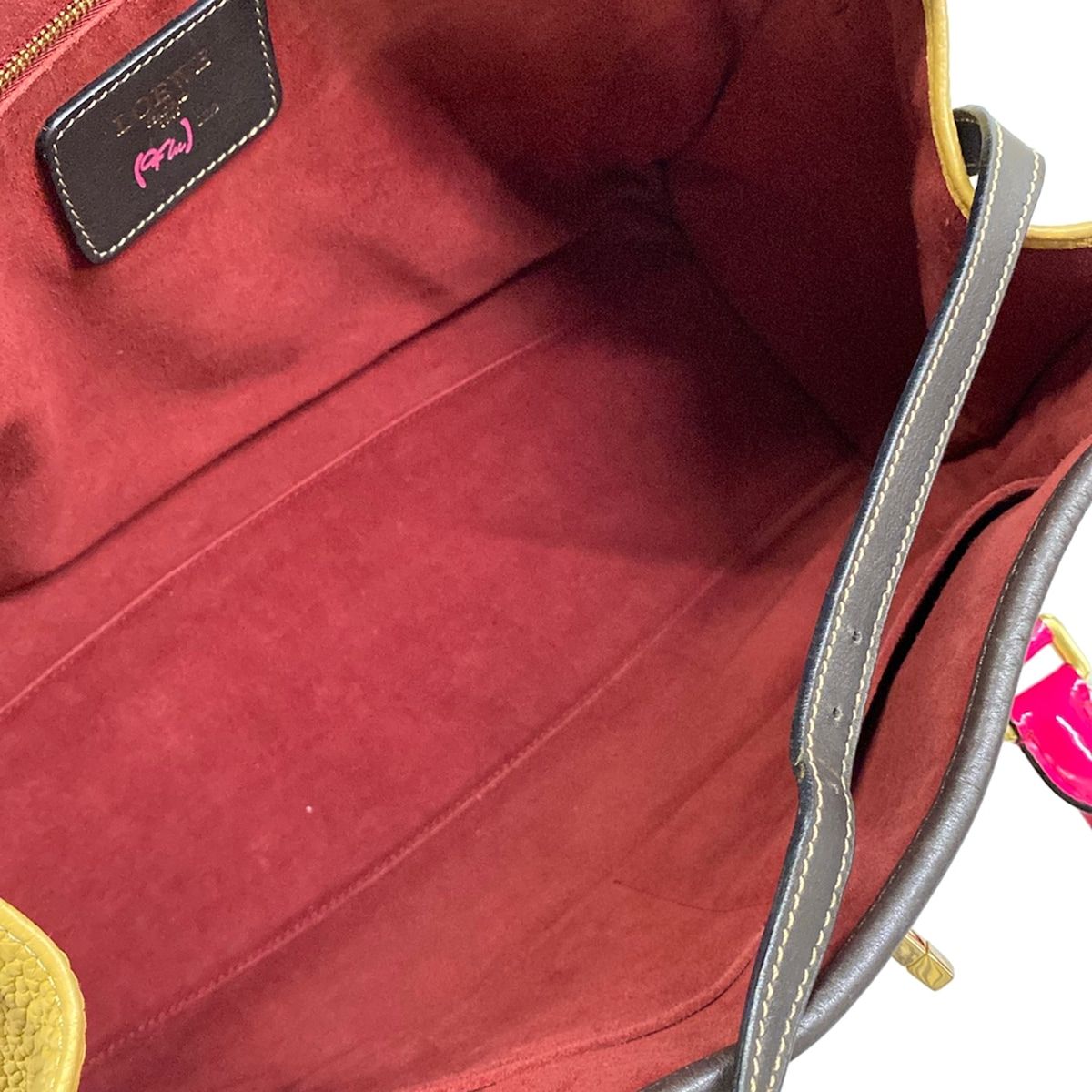 Loewe Shoulder Bag Alamo Oro Beige Dark Brown Pink Oro Leather — view 7