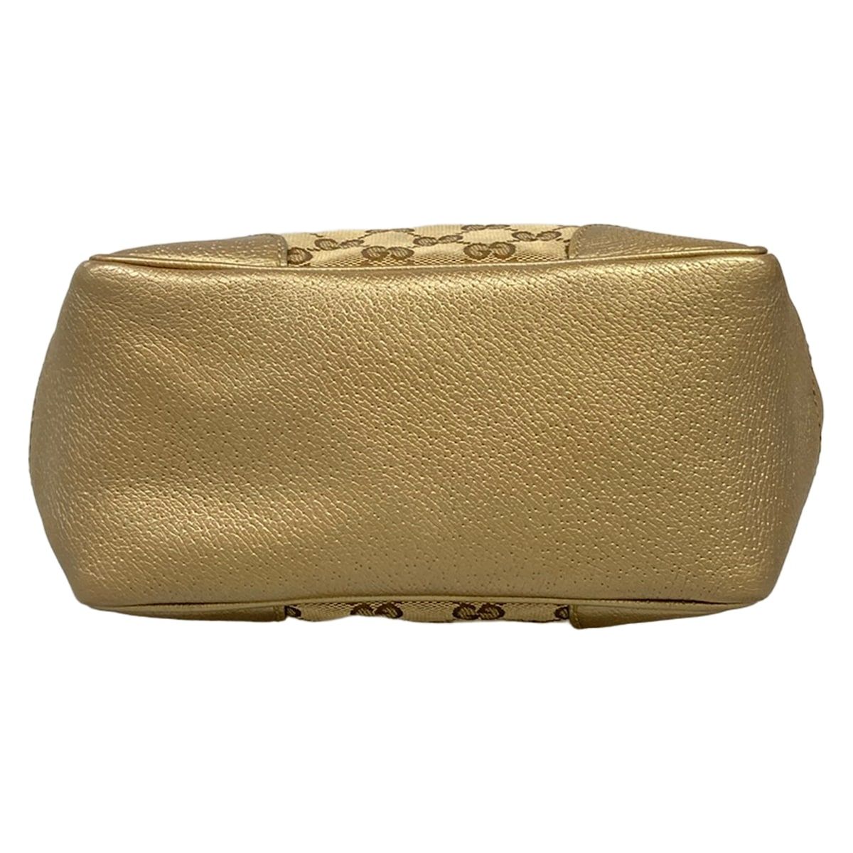 Gucci Handbag GG Pattern Beige Dark Brown Gold Leather — view 5
