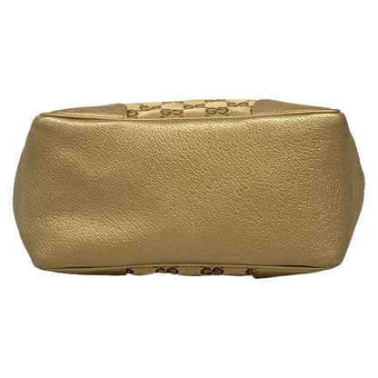 Gucci Handbag GG Pattern Beige Dark Brown Gold Leather — view 5