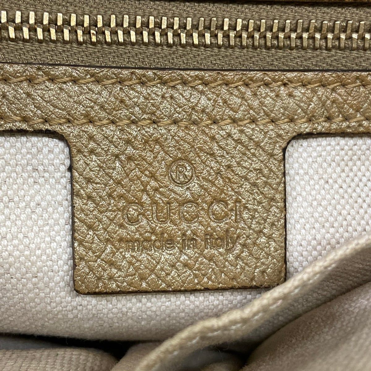 Gucci Handbag GG Pattern Beige Dark Brown Gold Leather — view 9