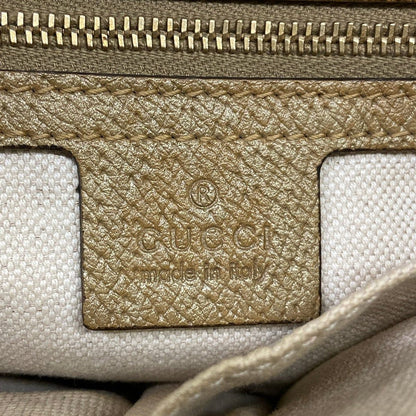Gucci Handbag GG Pattern Beige Dark Brown Gold Leather — view 9