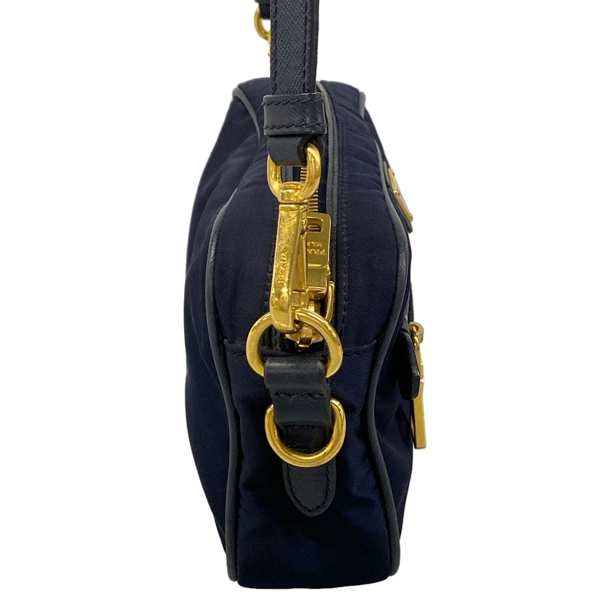 Prada Shoulder Bag Navy Removable Strap Leather — view 2