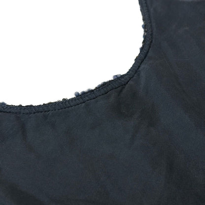Chanel Dress 42 L Black Navy Multi Sleeveless Knee Length Knit Wool — view 8