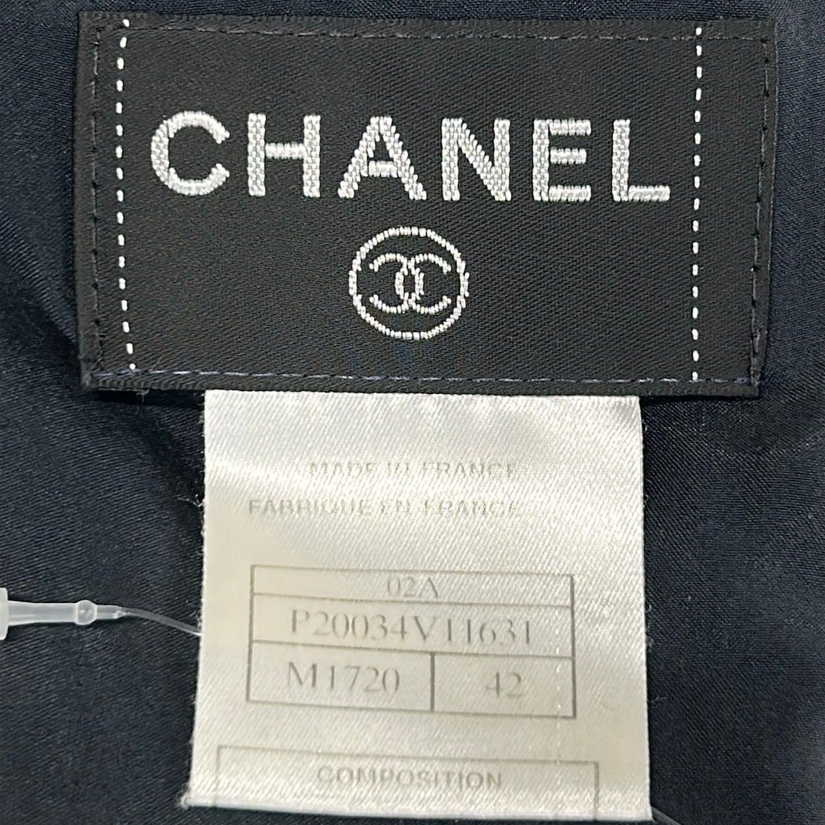 Chanel Dress 42 L Black Navy Multi Sleeveless Knee Length Knit Wool — view 3