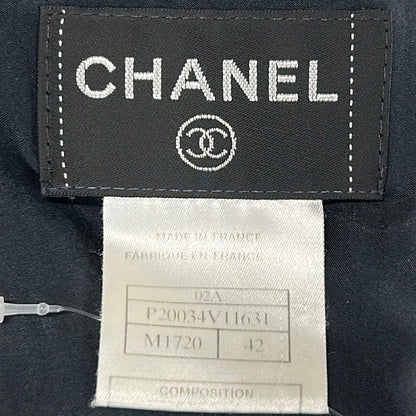 Chanel Dress 42 L Black Navy Multi Sleeveless Knee Length Knit Wool — view 3