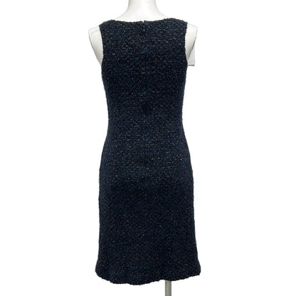 Chanel Dress 42 L Black Navy Multi Sleeveless Knee Length Knit Wool — view 2