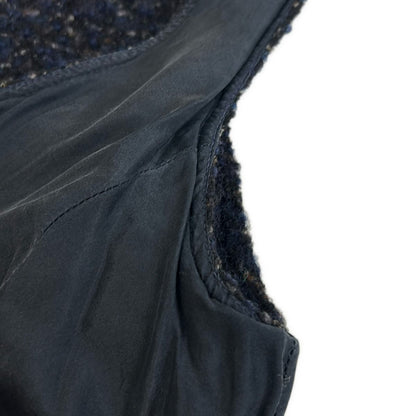 Chanel Dress 42 L Black Navy Multi Sleeveless Knee Length Knit Wool — view 6