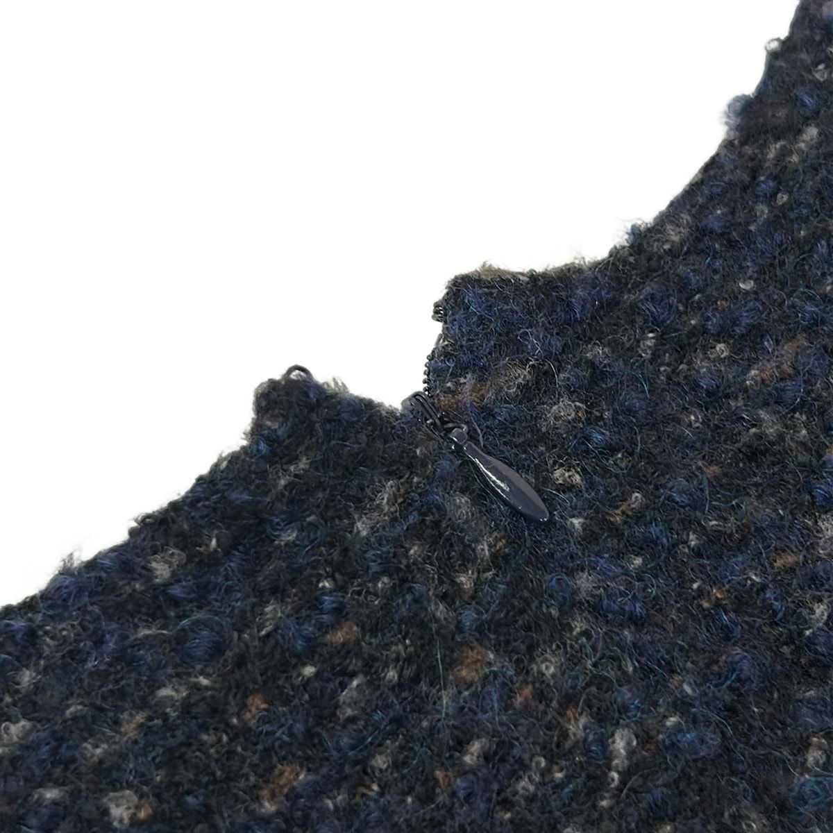 Chanel Dress 42 L Black Navy Multi Sleeveless Knee Length Knit Wool — view 7