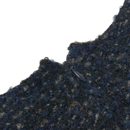 Chanel Dress 42 L Black Navy Multi Sleeveless Knee Length Knit Wool — view 7