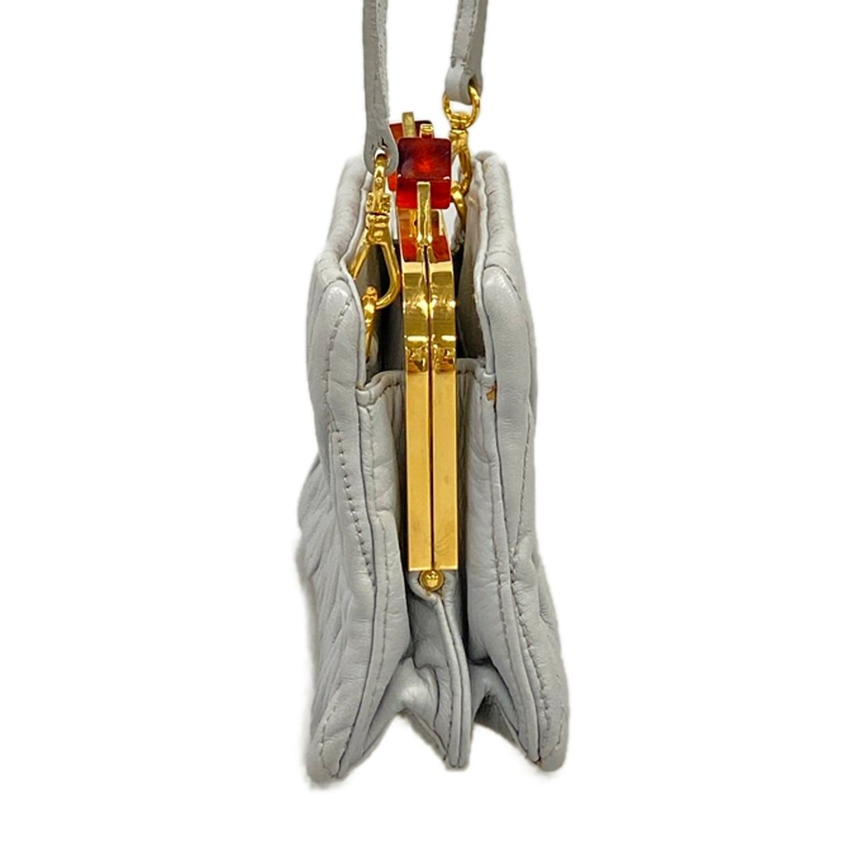 Miu Miu Shoulder Bag Matelasse Light Gray Kiss Lock Strap Removable Leather — view 2
