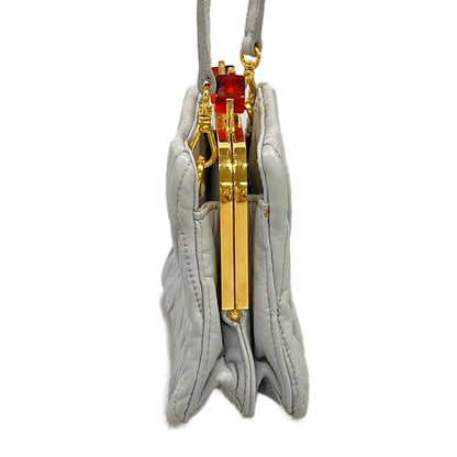 Miu Miu Shoulder Bag Matelasse Light Gray Kiss Lock Strap Removable Leather — view 2